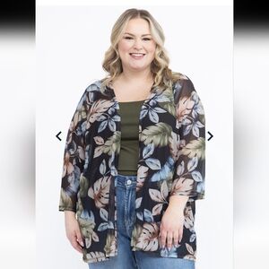 153. Warehouse One Tropical Mesh Cardigan